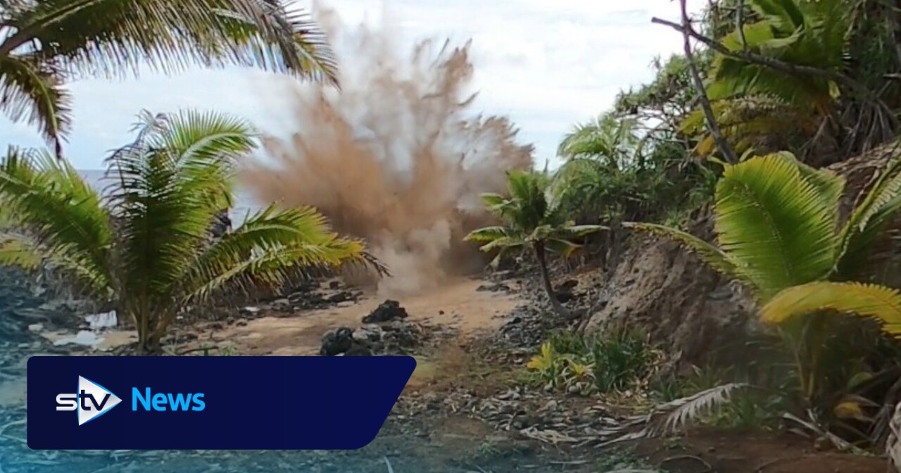 Watch: Royal Navy divers detonate over 3.5 tonnes of explosives in remote Pacific Ocean island
