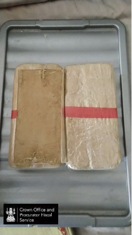 Two compressed blocks of brown powder