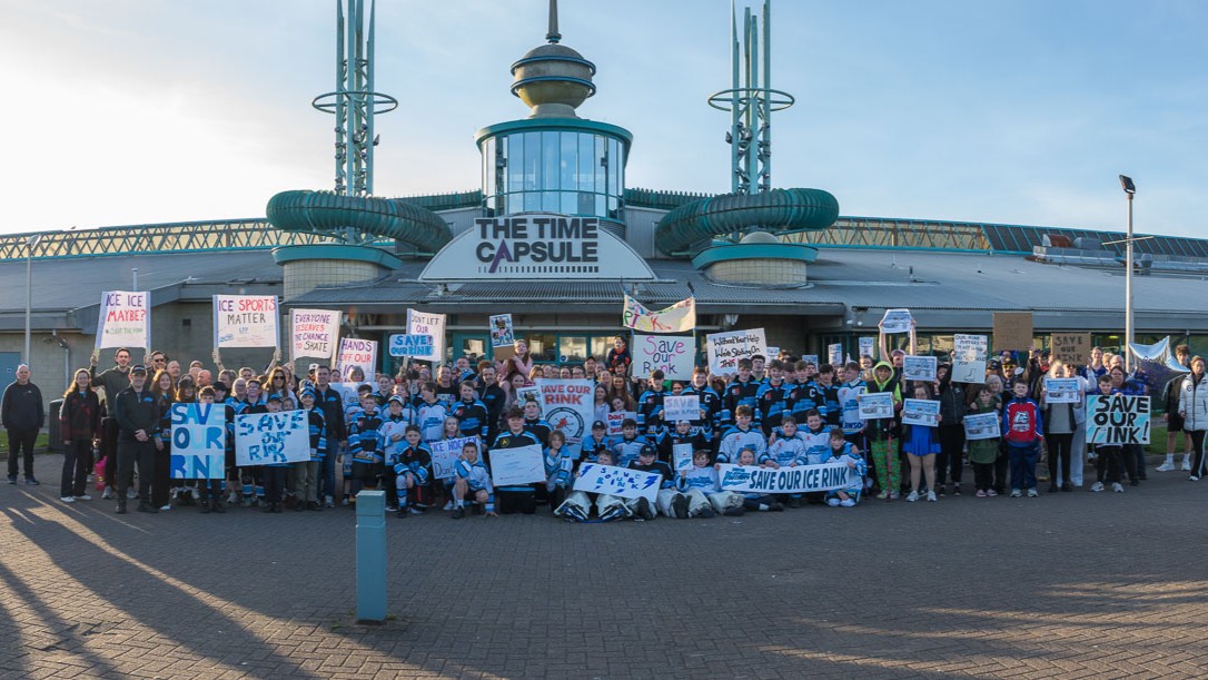 Protest outside the Time Capsule in Coatbridge