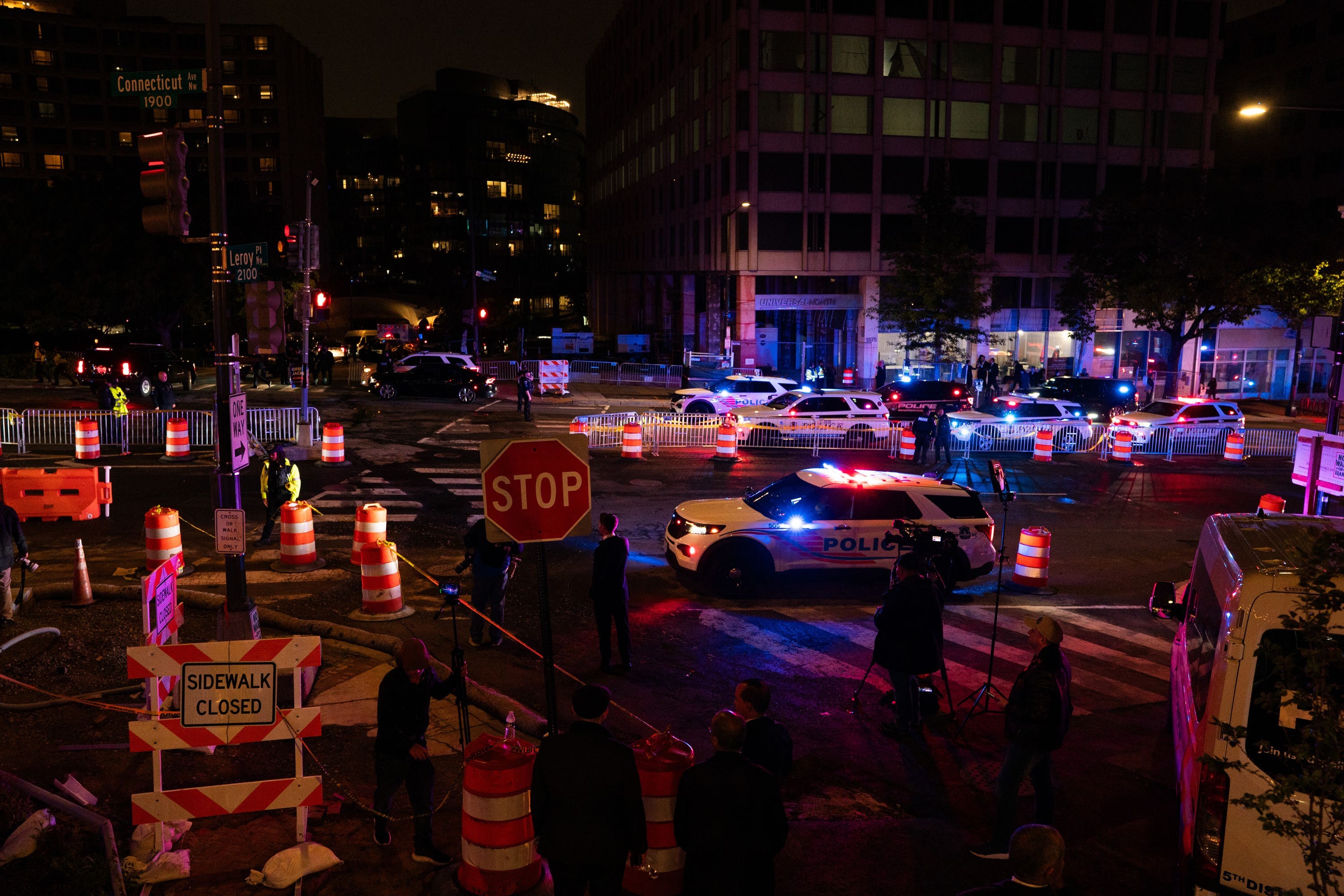 Law enforcement respond to an incident at the Washington Hilton during the White House Correspondents’ Association dinner in Washington
