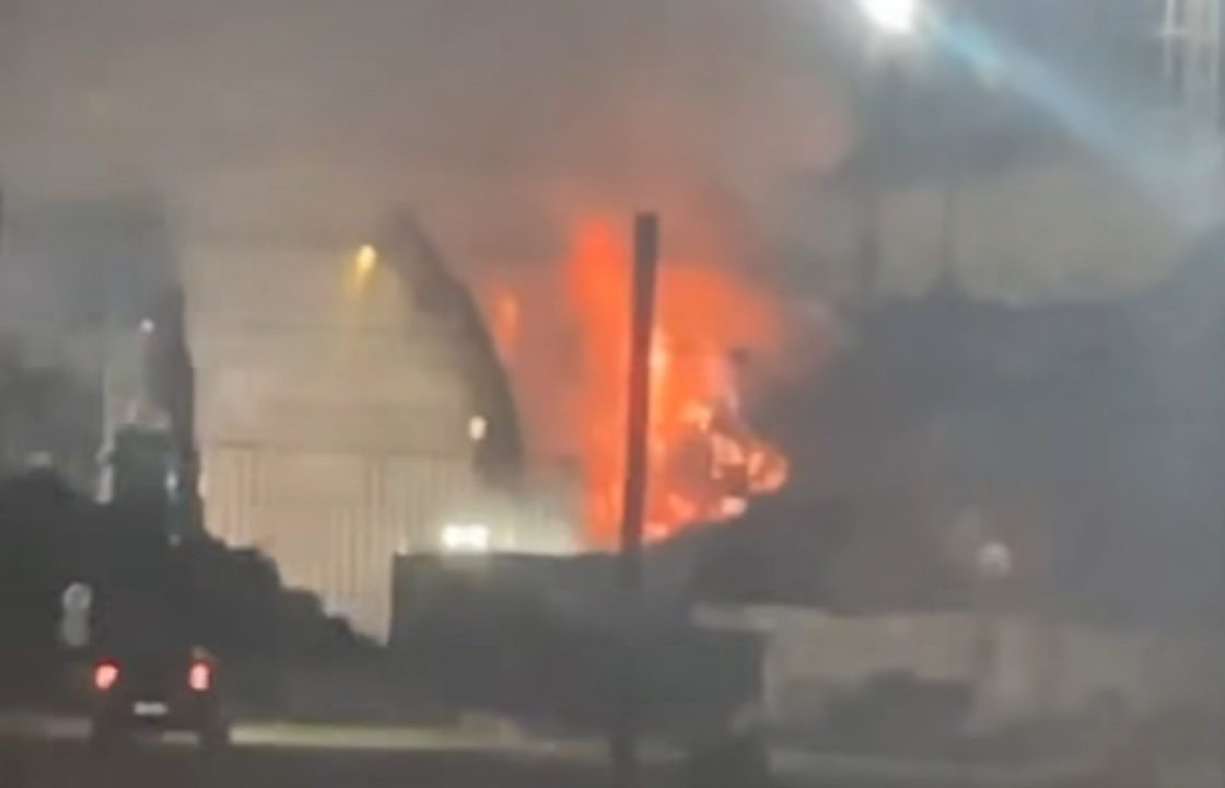 Firefighters tackle scrap metal blaze with water tower at Port of Rosyth