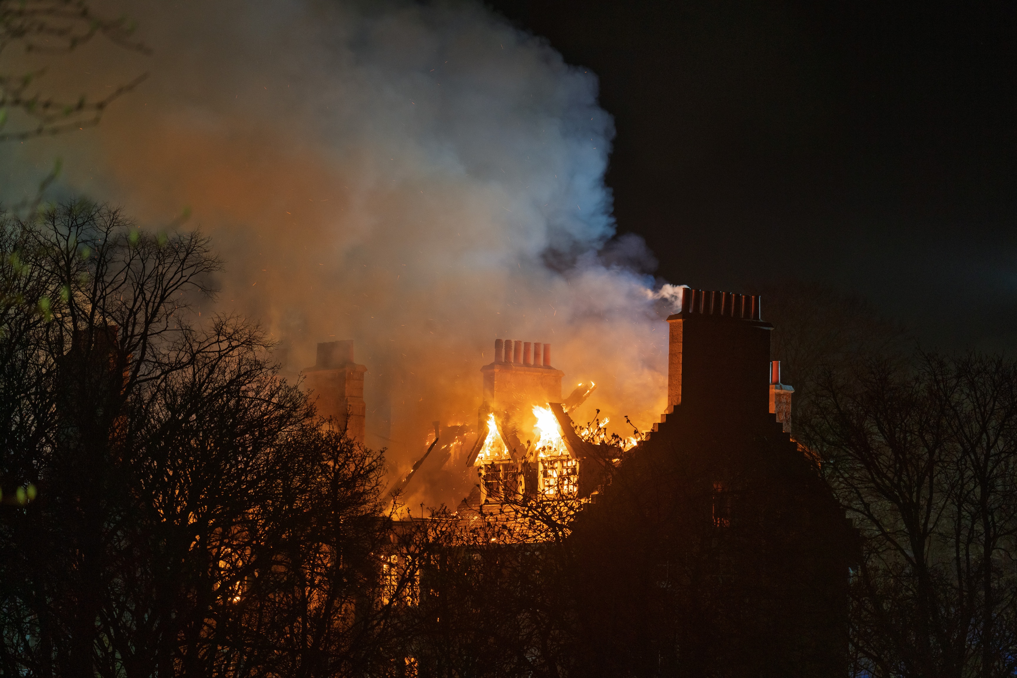 Around 50 firefighters tackled the fire at the Woodend Hospital building on Eday Road in Aberdeen.