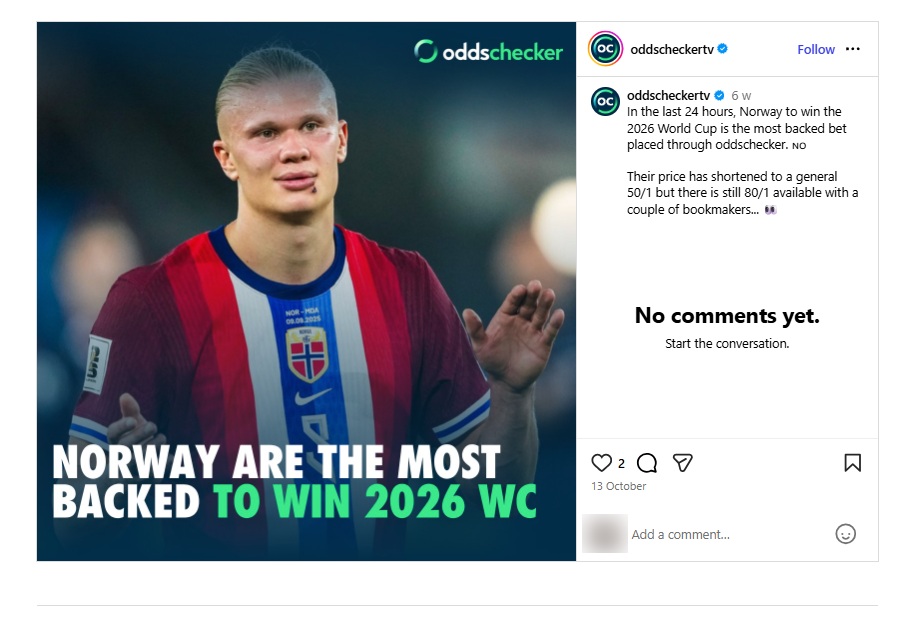 The Oddschecker ad featuring Erling Haaland which has been banned by the ASA