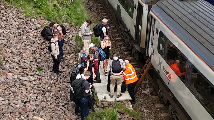 Passengers have been helped off the broken-down train