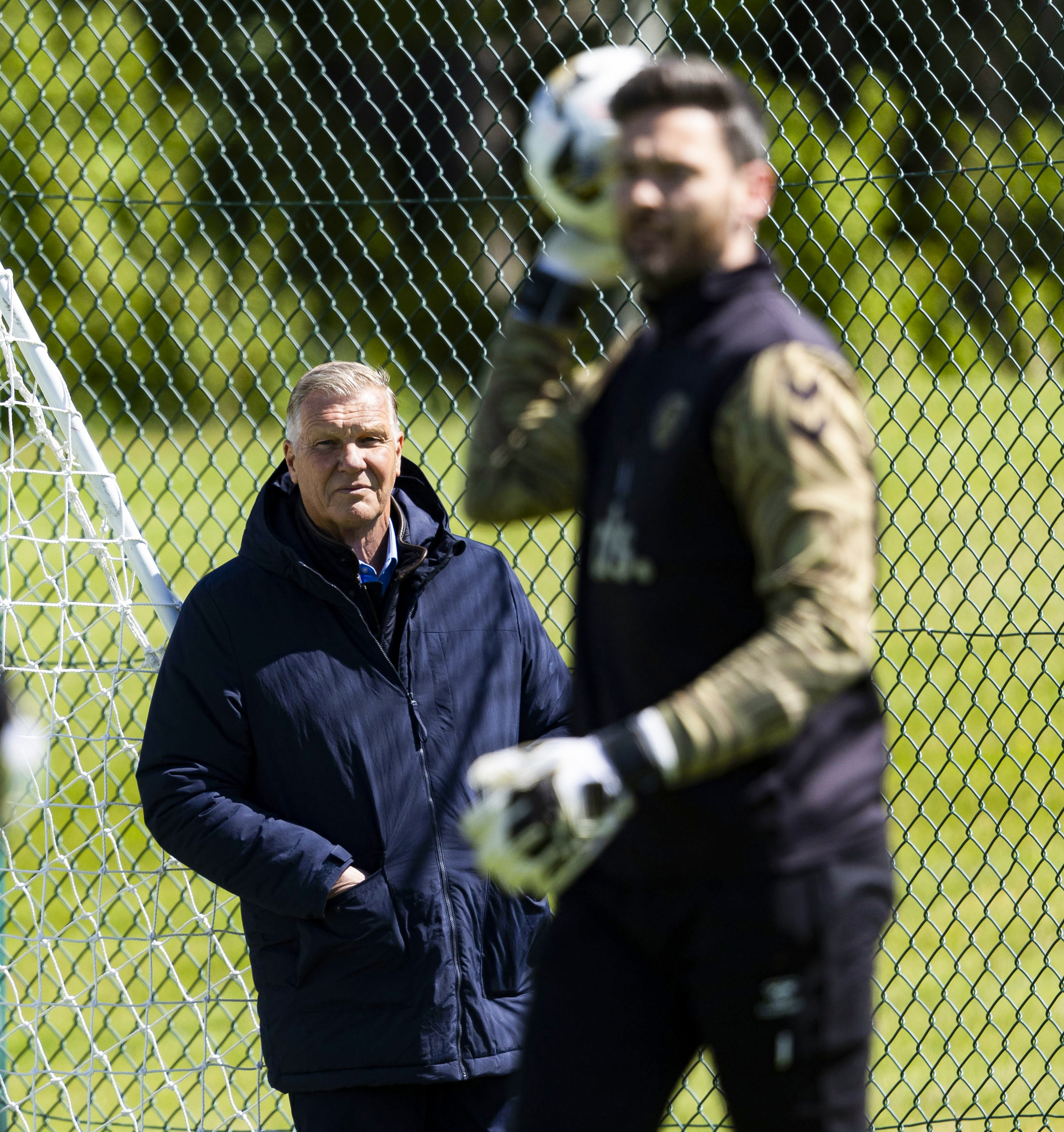 Scotland goalkeeping coach Chris Woods during a Heart of Midlothian training session at the Oriam
