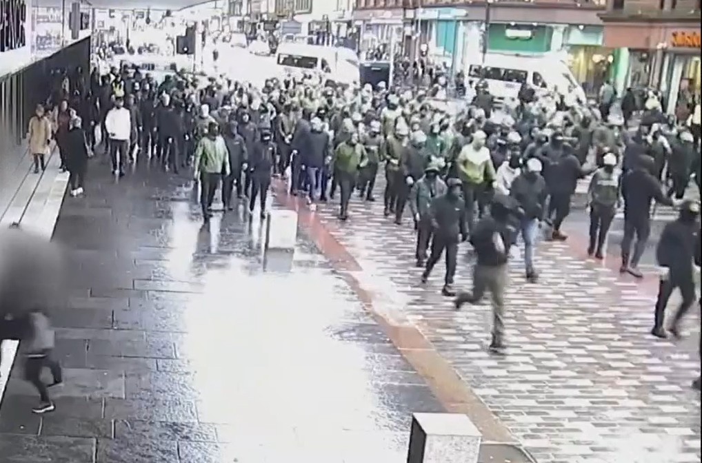 Celtic and Rangers fans clashed on Argyle Street in Glasgow.
