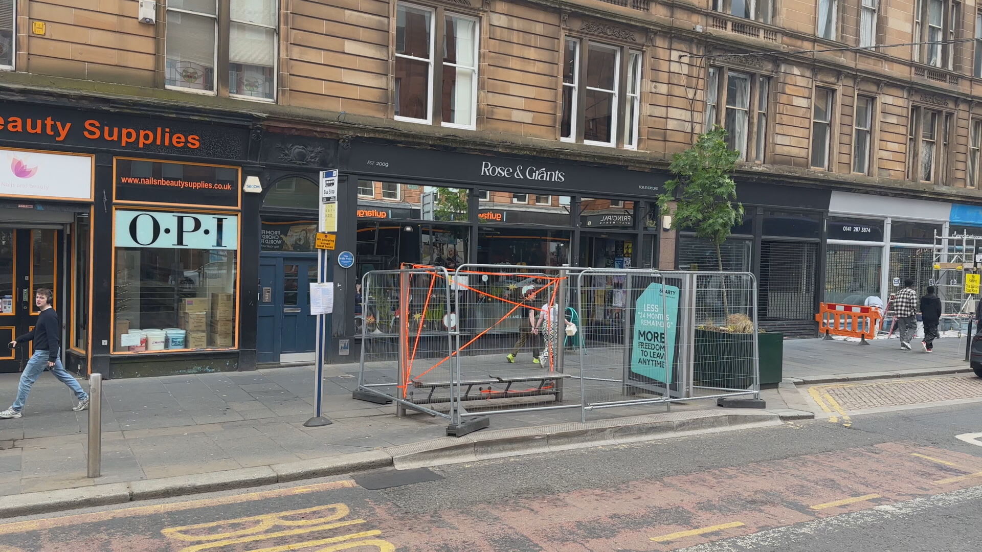 Bus shelters have been fenced off in Glasgow