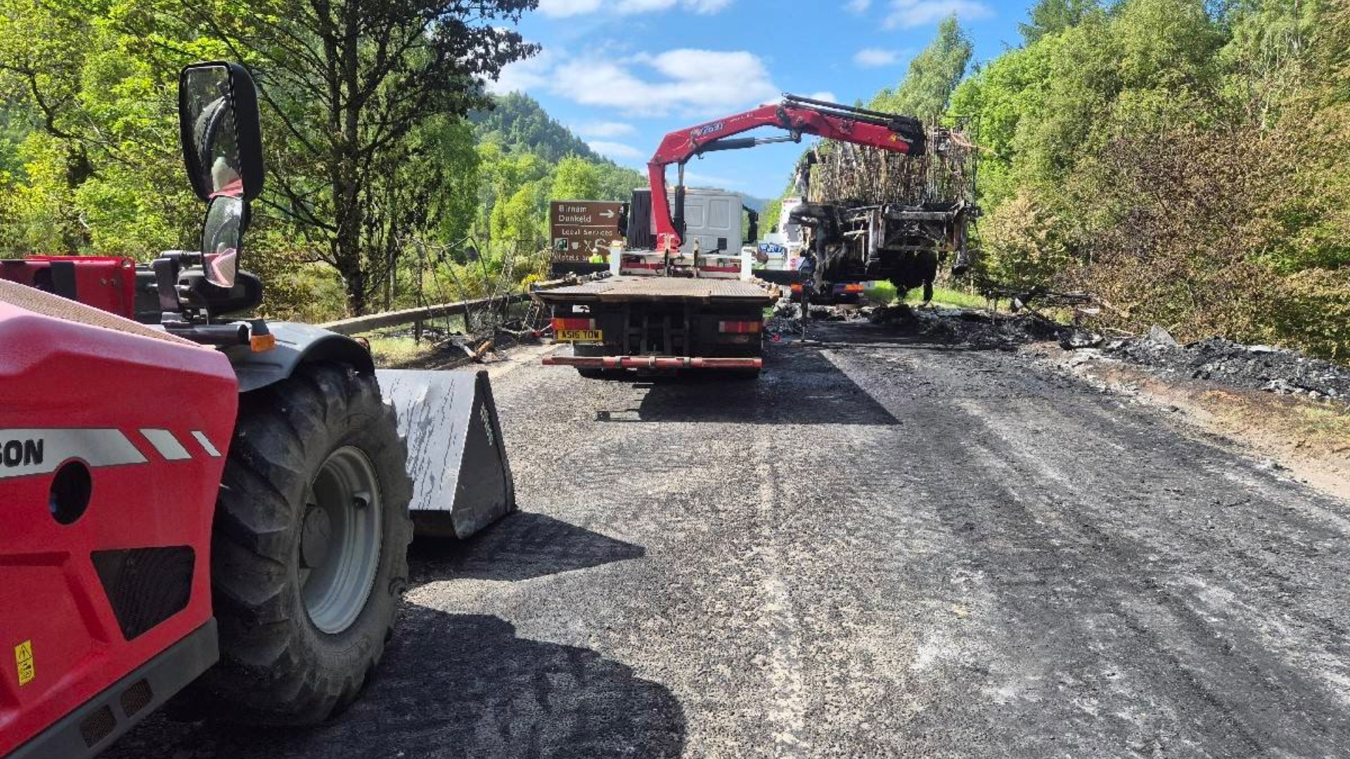 Damage to A9 after lorry engulfed in flames