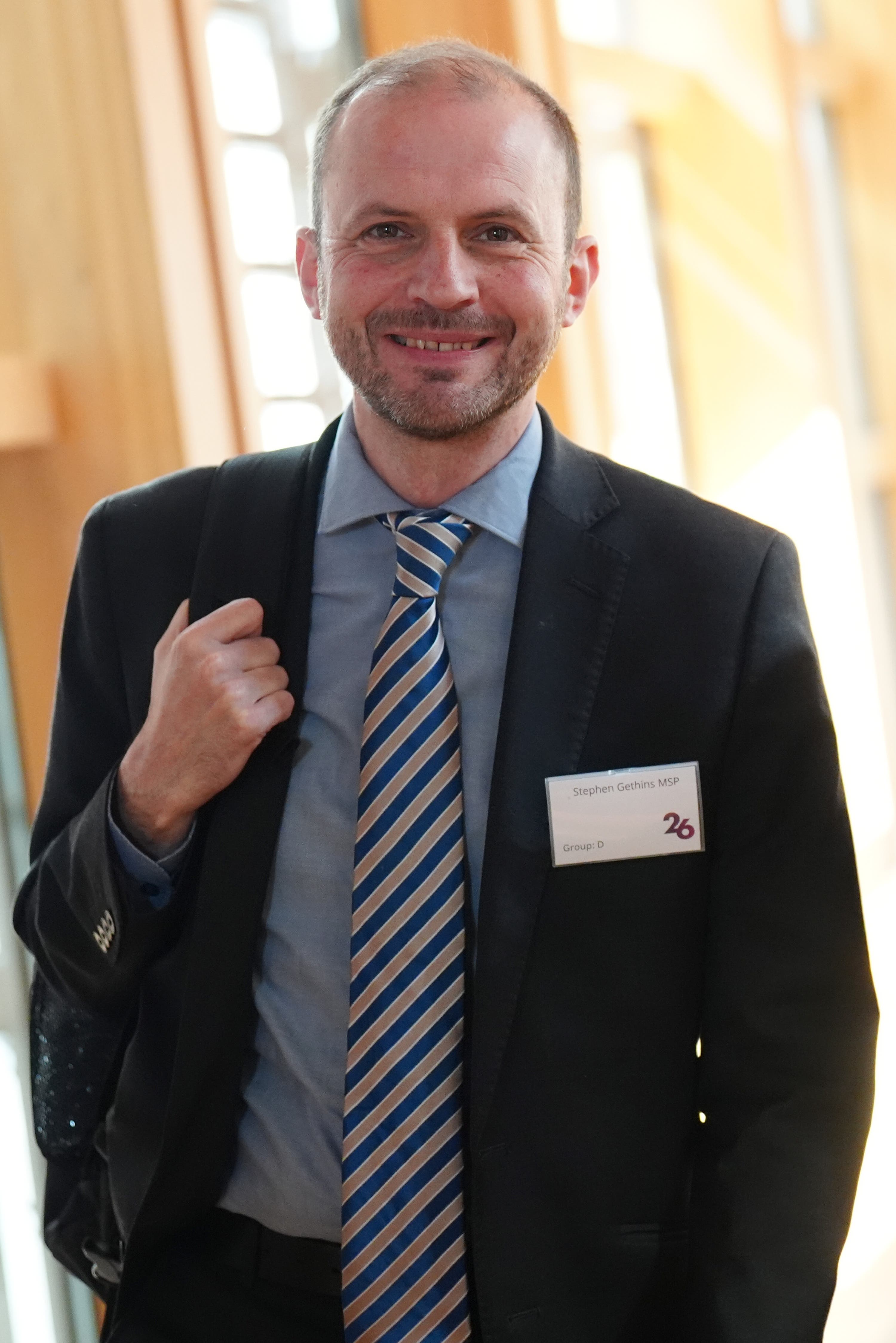 SNP MSP Stephen Gethins arriving at the Scottish Parliament, Edinburgh