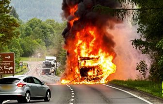 A9 closed near Dunkeld after lorry engulfed by fire