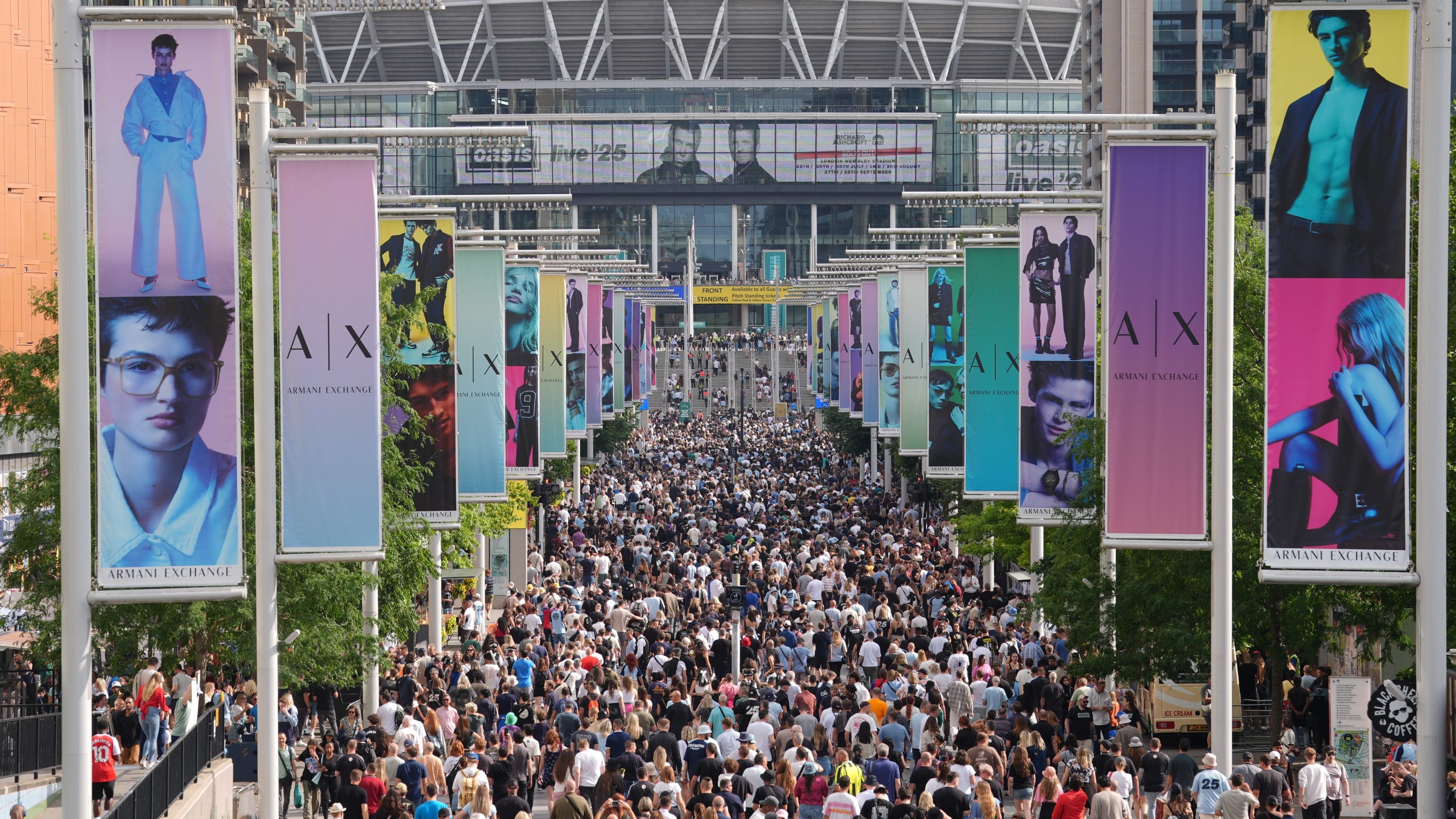 Oasis fans in Wembley in London in 2025. Concerts capturing nostalgia are seen in Mastercard’s report as a ‘key’ trend