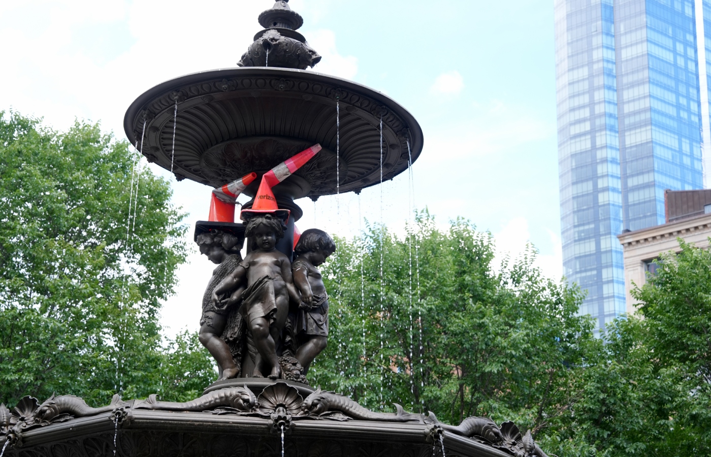 Traffic cones popped up around Boston