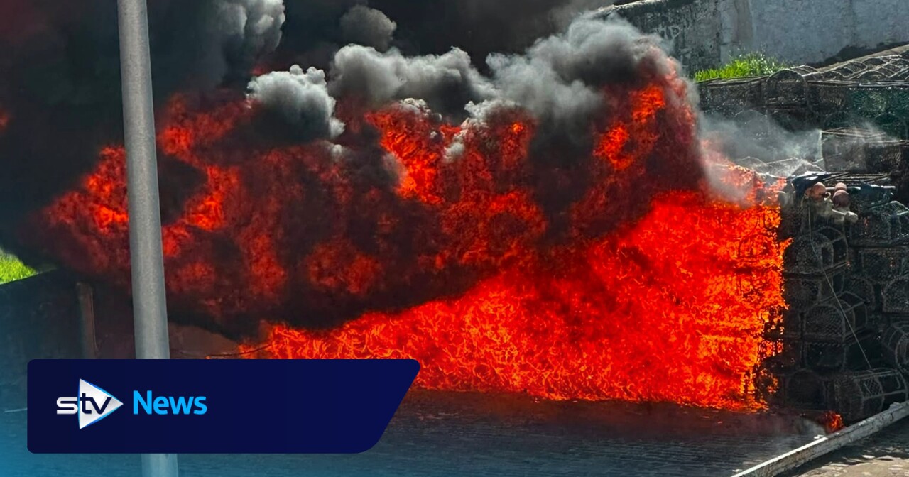 Arbroath Fire Hundreds of fishing creels catch fire at Arbroath harbour as ...