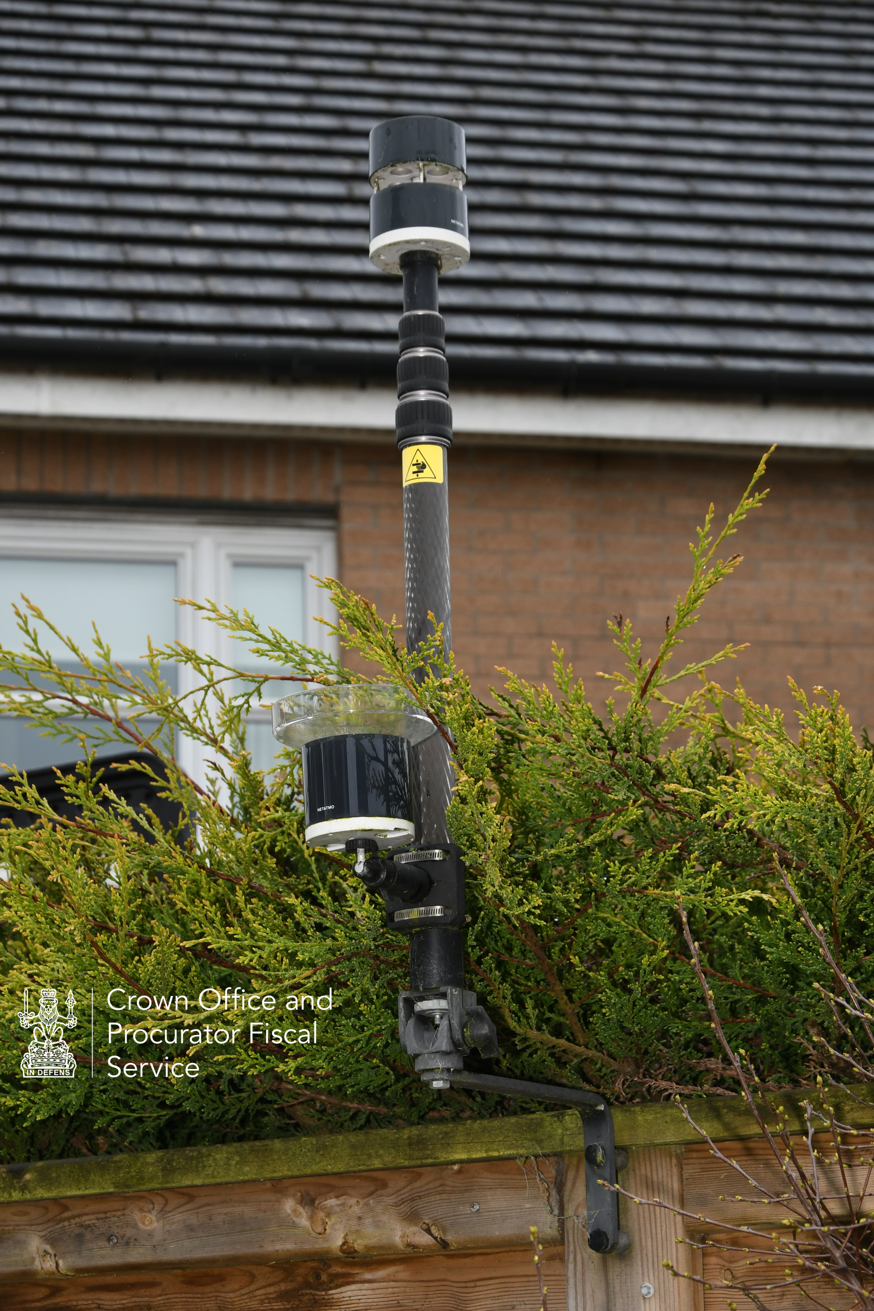 17. Picture of Netatmo Amazon purchases taken in the accused’s garden: •	Netatmo Wireless Anemometer with wind speed and direction sensor (£77, Amazon) •	Netatmo Rain Gauge for Netatmo Weather Station (£59, Amazon) •	Netatmo Mount (£19.99, Amazon)