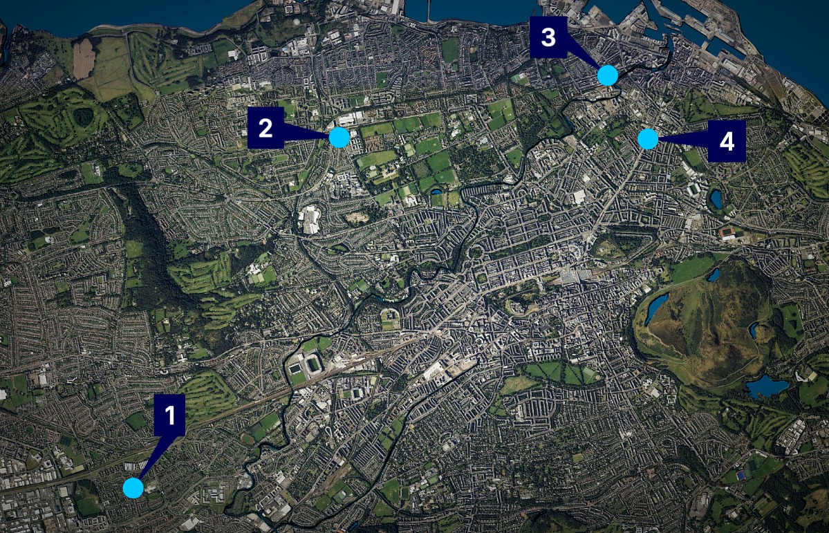 June 19 attacks in Edinburgh: 1. Before 8.50pm two men stabbed near Broomhouse Mosque. 2. Incident at the Shell garage on Telford Road. 3. Incident at the BP garage on Ferry Road. 4. Three people injured on Leith Walk where a man is arrested