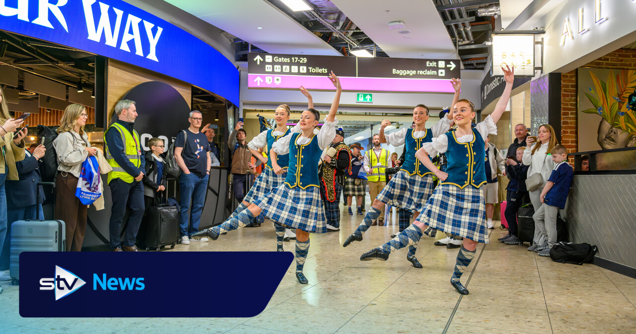 World Cup-bound Scots given rousing send-off at Edinburgh Airport
