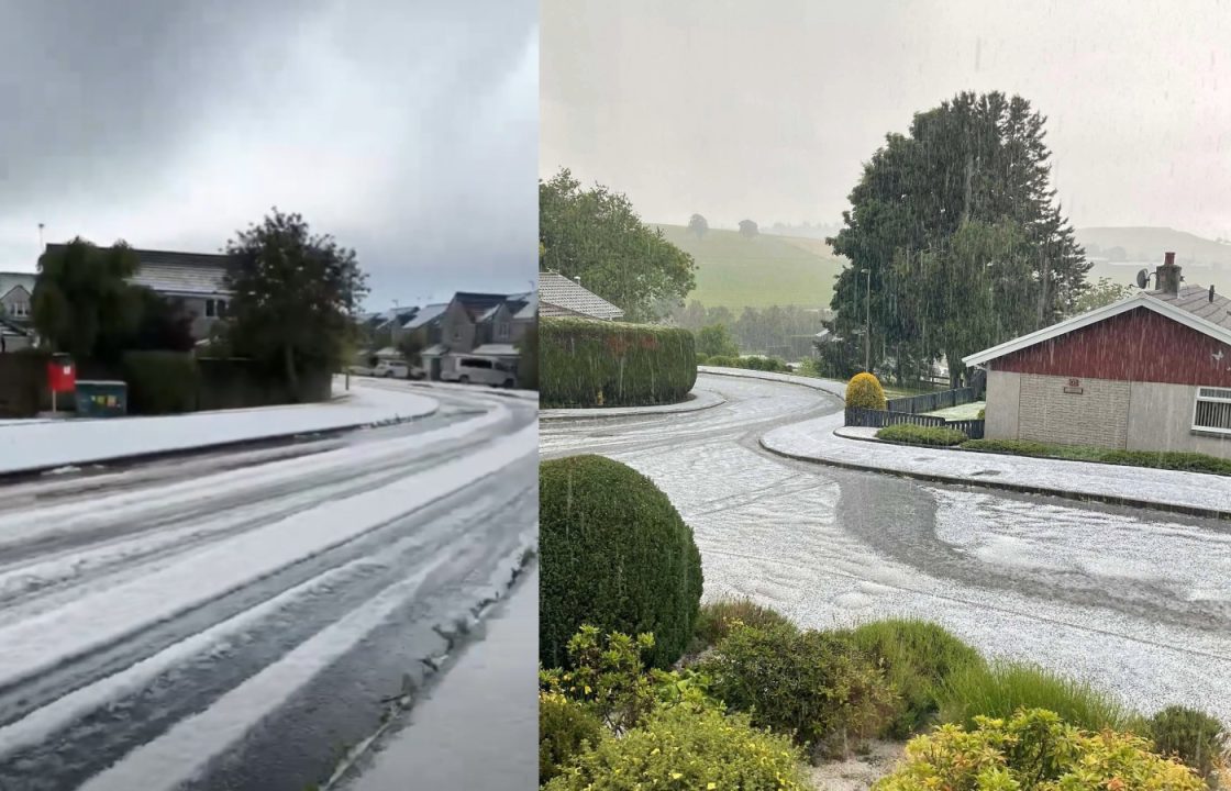 Aberdeenshire village blanketed with hailstones ju