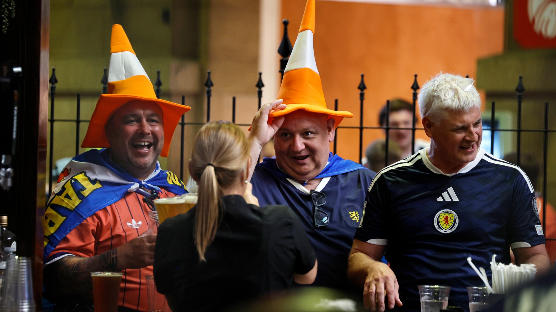 Scottish fans have a beer at South Station before a 2026 FIFA World Cup match between Scotland and Haiti