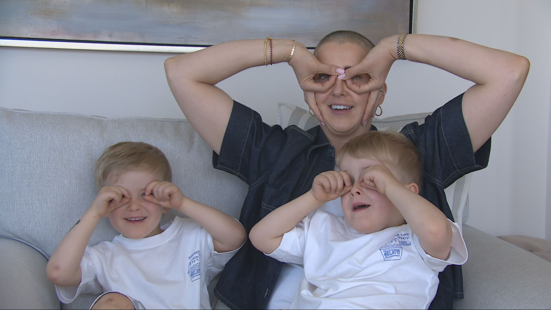 Kim Borthwick, 35, from Glasgow, with her sons Max and Freddie