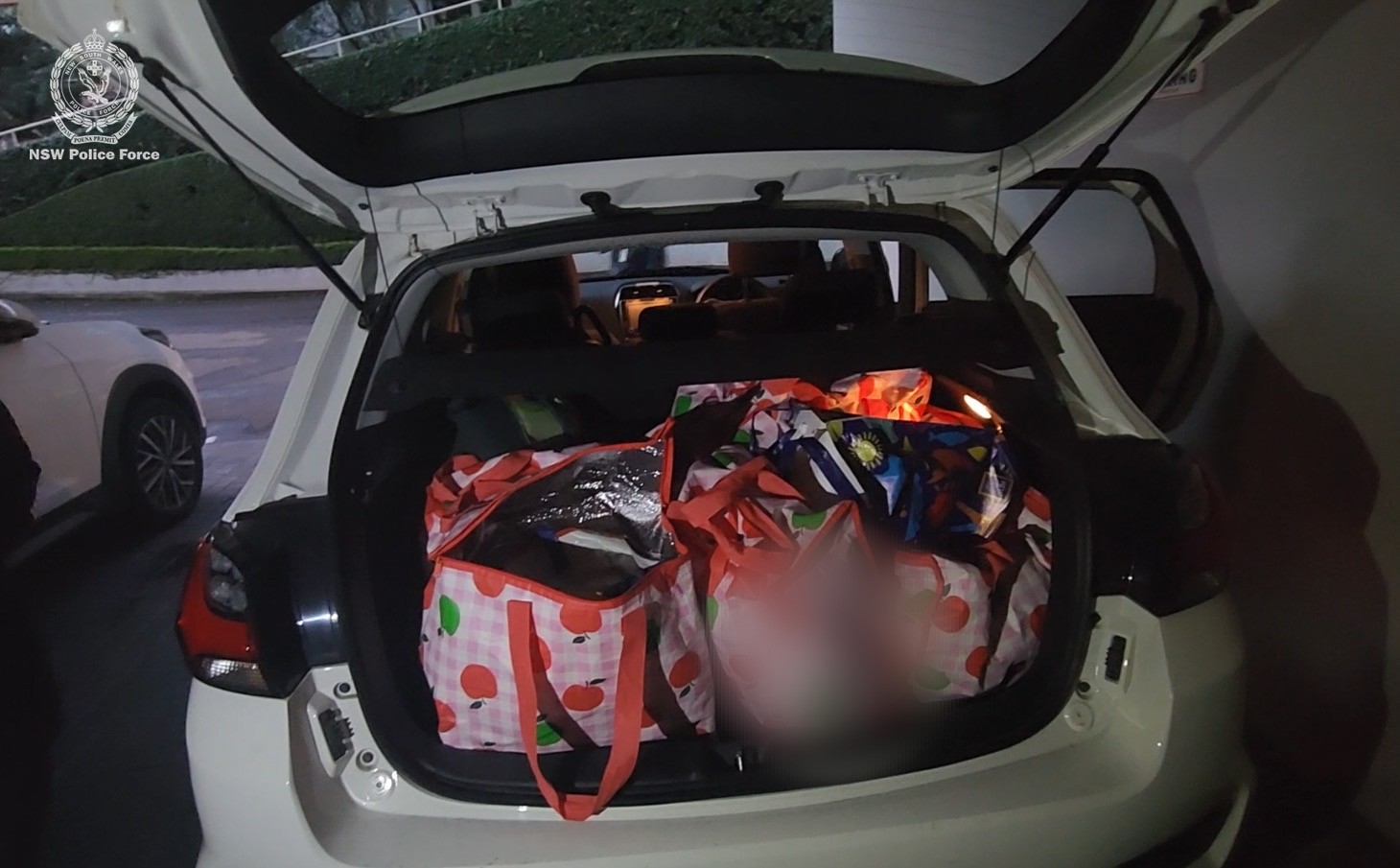 The boot of a rented vehicle was searched