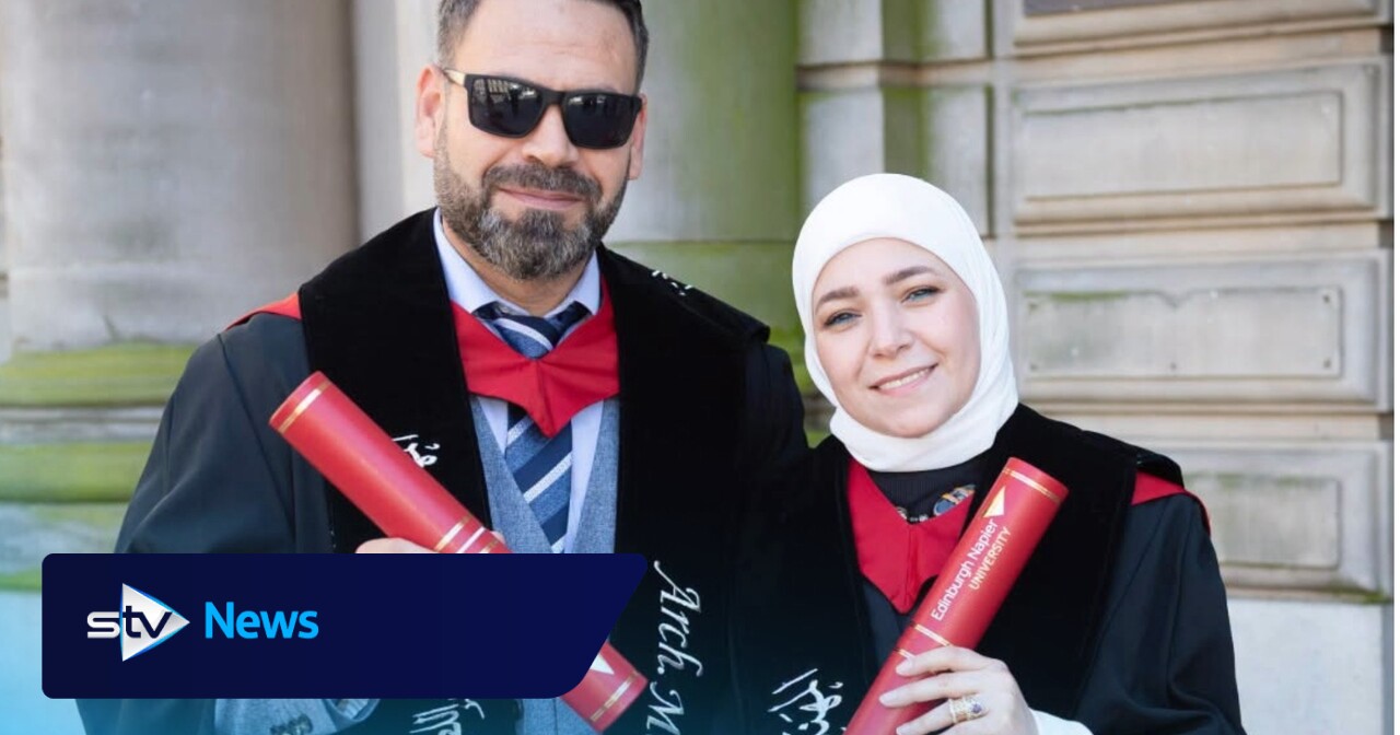 Couple who fled Syria for new life in Scotland celebrate double graduation