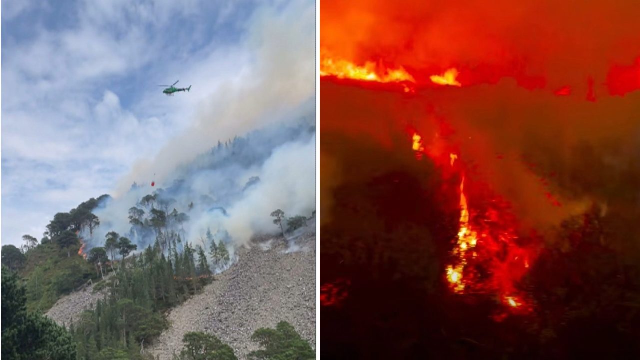 Hillside engulfed in flames as Cairngorms wildfire rages after ‘flare-up’