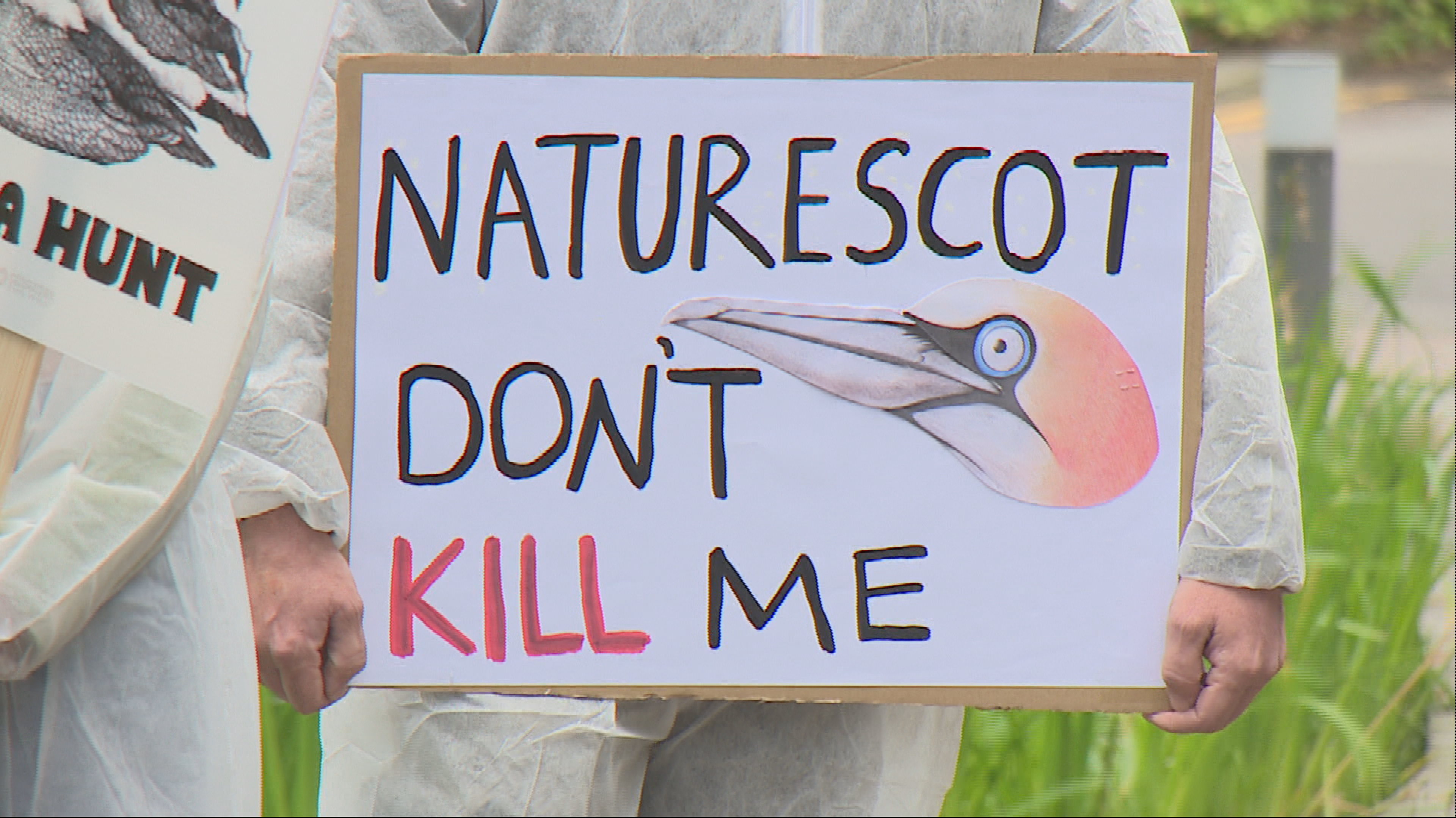 Protesters outside the NatureScot building in Inverness