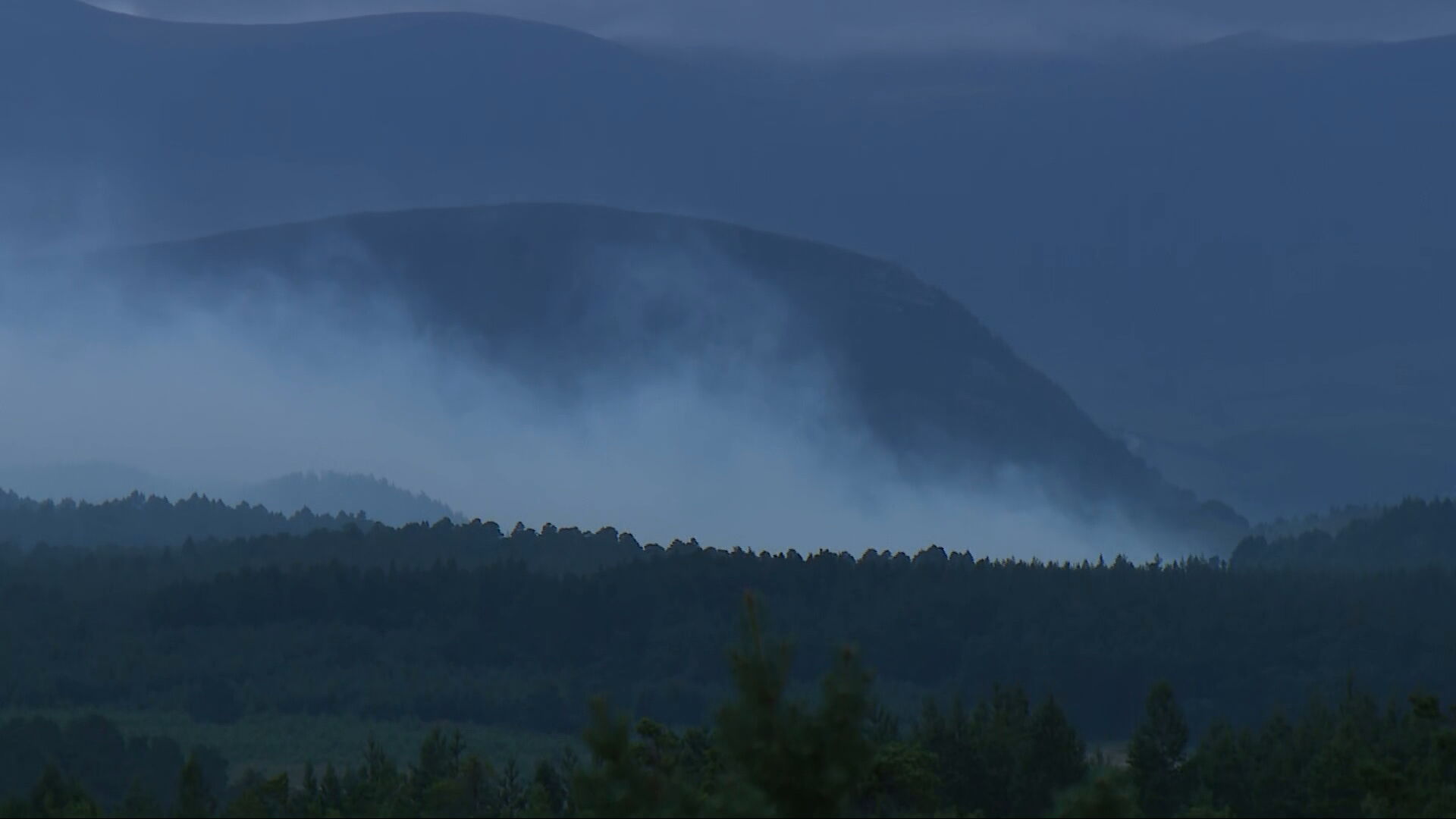 Smoke from the wildfire is heading towards Aviemore