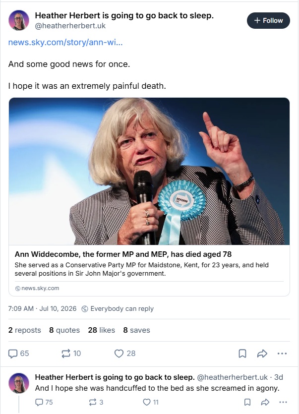 A post made on social media platform BlueSky by  a web developer at Aberdeen University, Heather Herbert.
