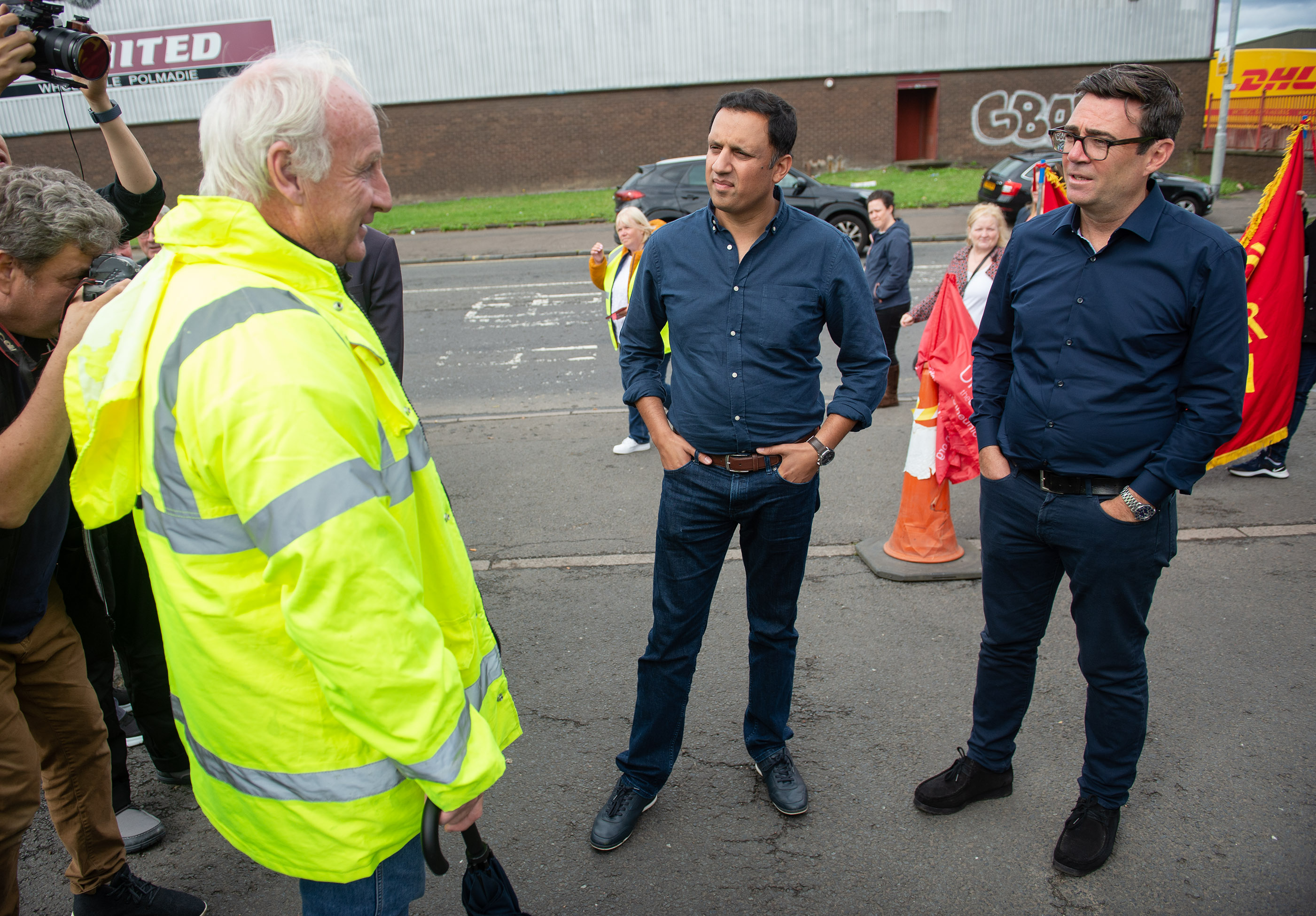 Then-Manchester mayor Andy Burnham and Scottish Labour leader Anas Sarwar visiting a Unite picket line at Polmadie Refuse Depot after bin men in Glasgow went on strike over pay and conditions in August 24, 2022. It came after Sir Keir Starmer told senior Labour figures not to attend picket lines during the summer.