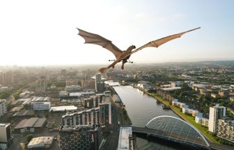 Game of thrones ‘dragon’ takes to the skies above Glasgow