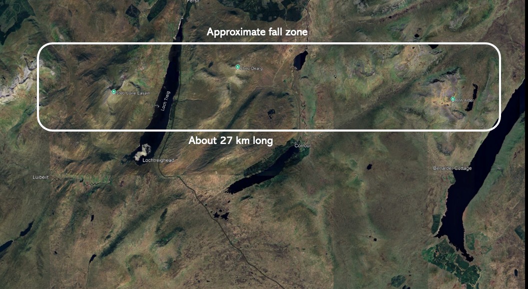 Pieces of the meteorite are scattered across an area spanning 27km, according to scientists