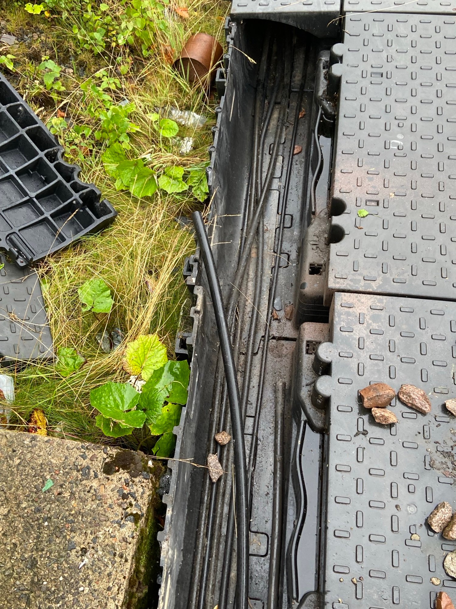 The cable troughing had been opened the cables tampered with.