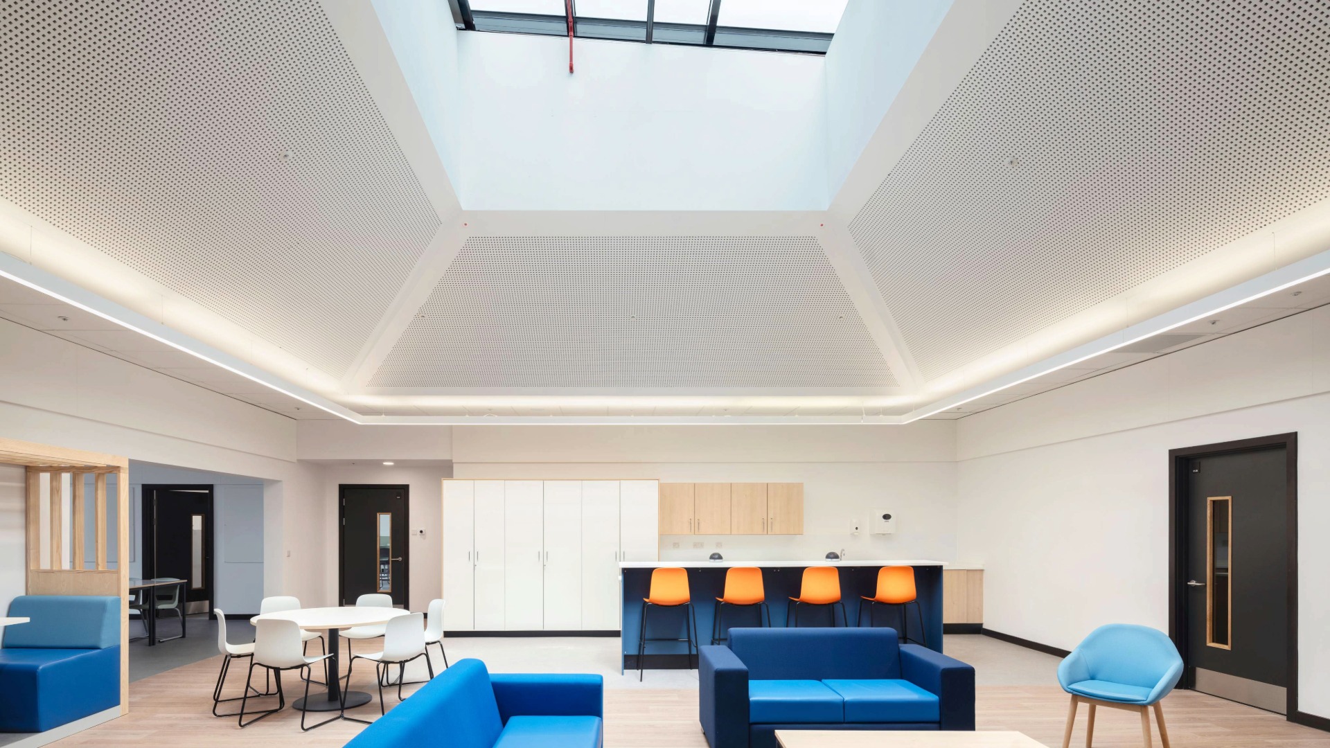 The 'Hub' space is centrally located within the building.