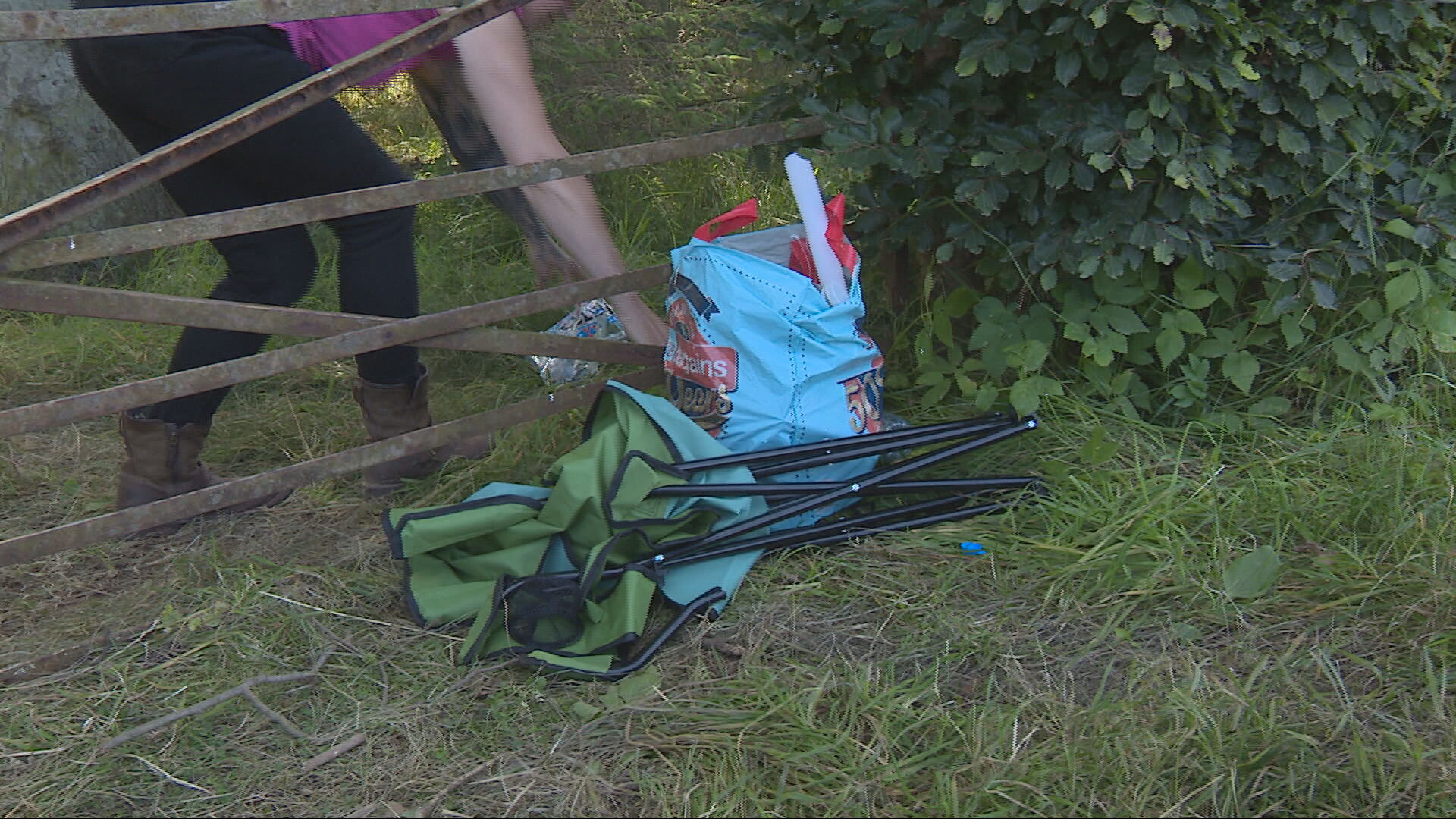 People are leaving behind camping chairs and rubbish