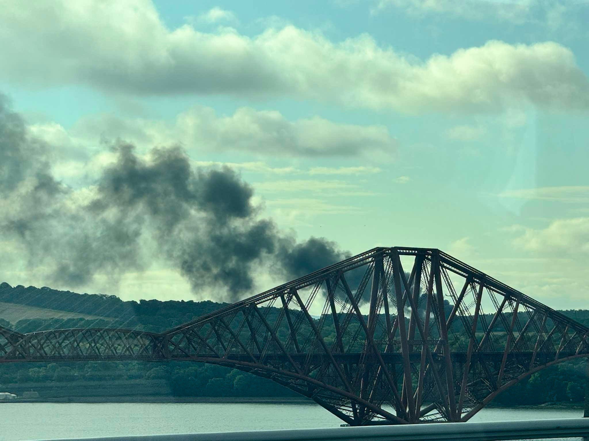 The smoke from the fire can be seen for miles.