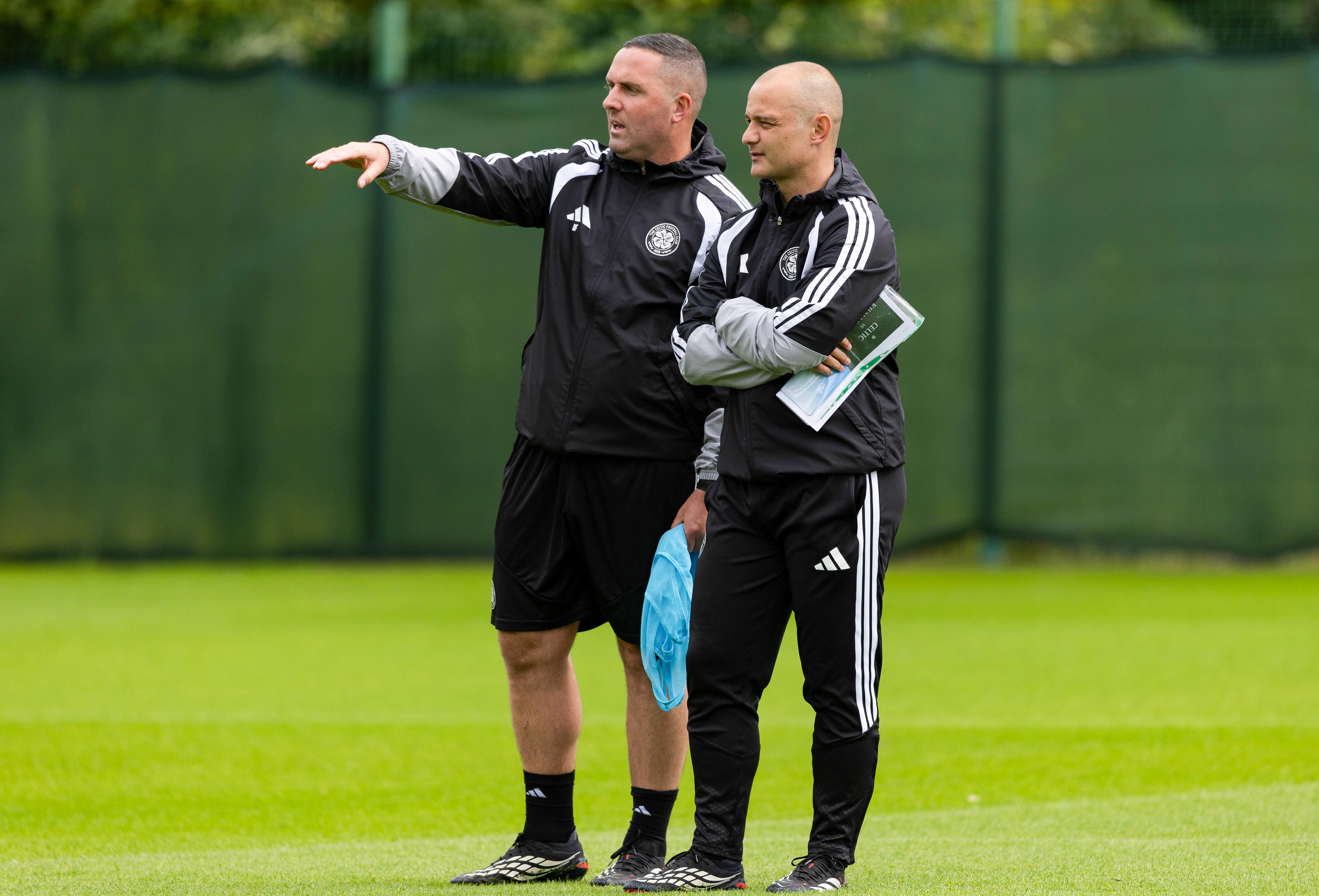 Celtic Coaches Shaun Maloney and Mark Fotheringham took Celtic training at Lennoxtown.
