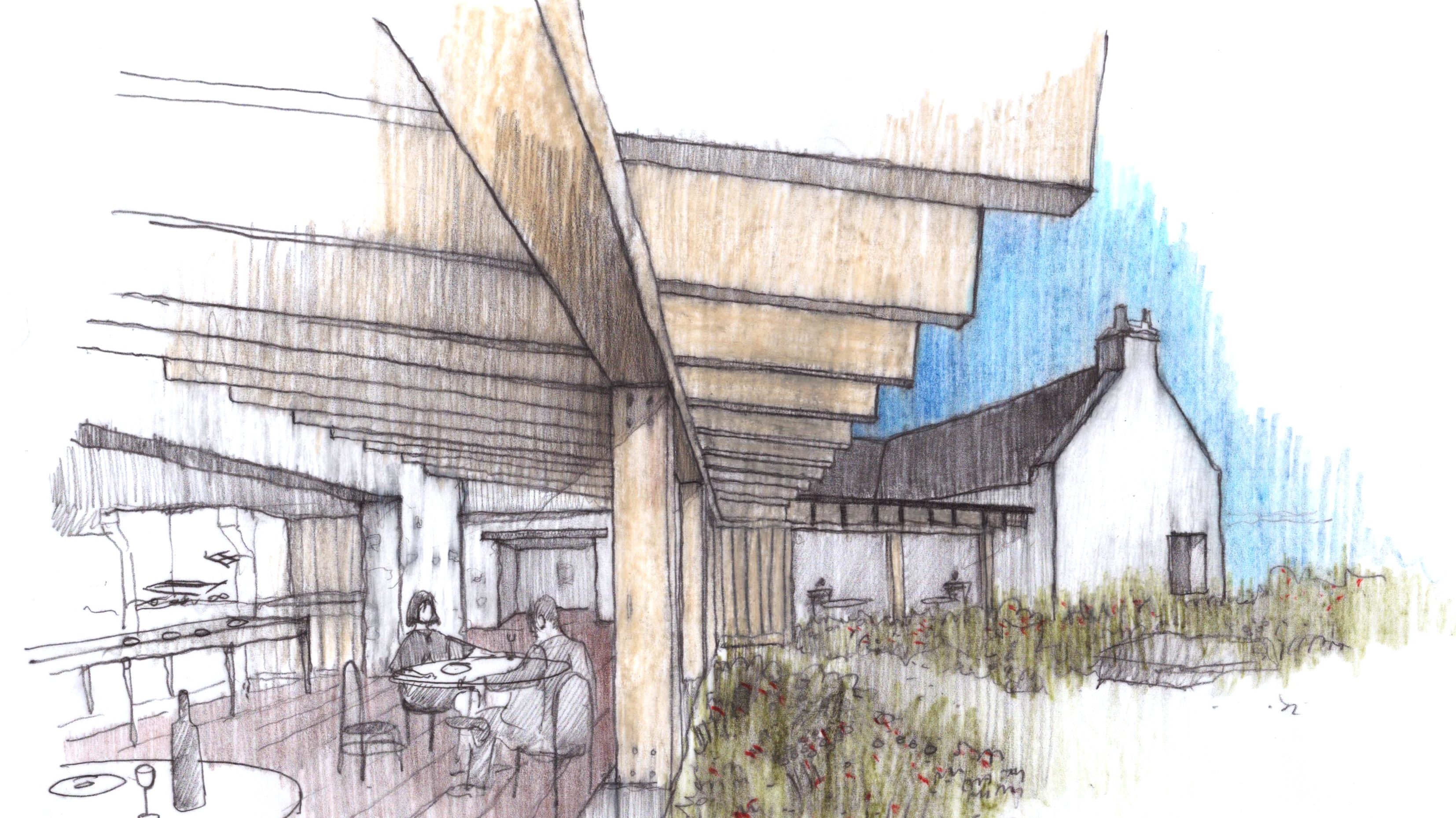 Dores Inn restaurant sketch provided by WildLand.