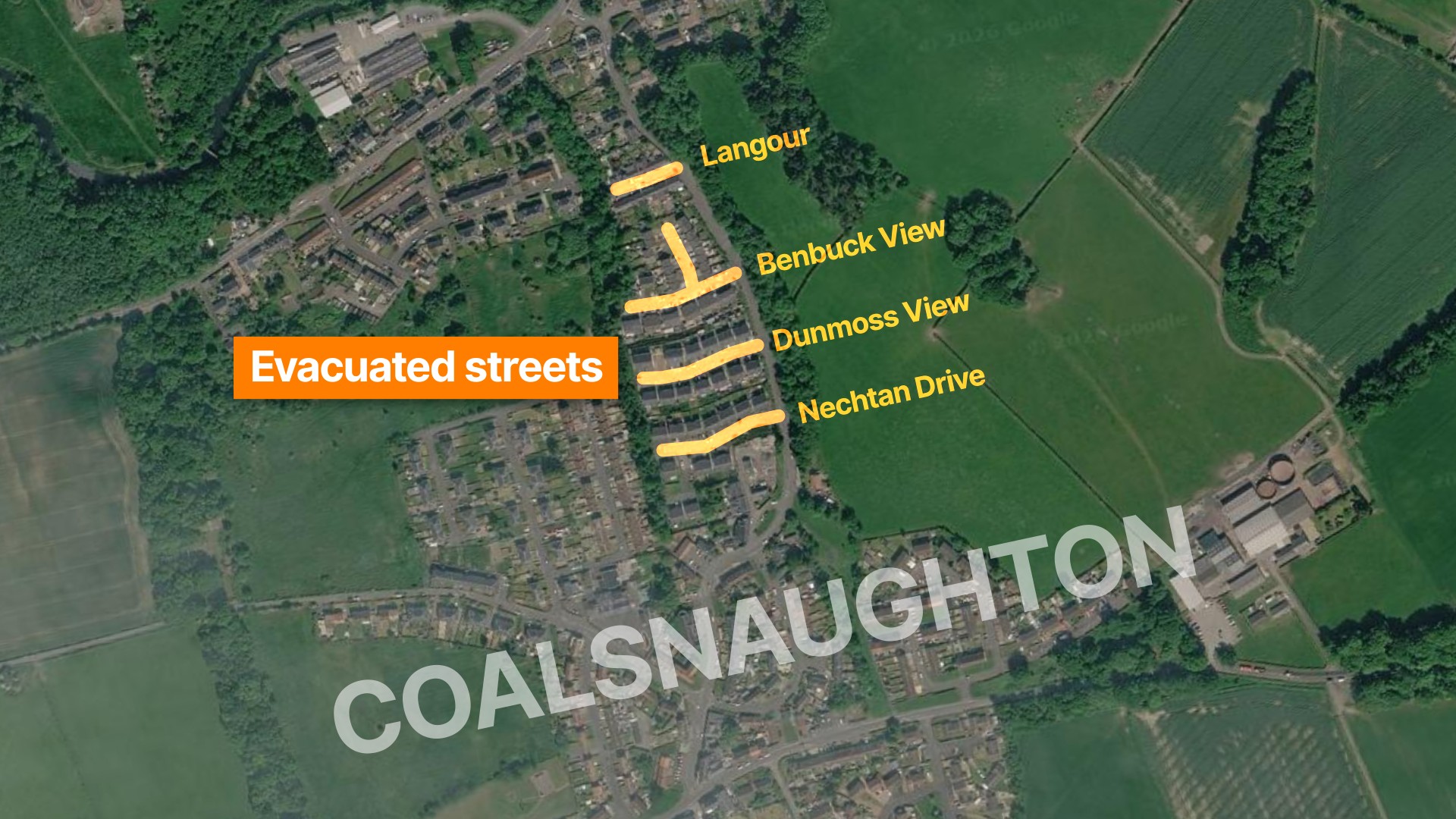 Streets evacuated in Coalsnaughton