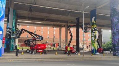 Glasgow murals under Kingston Bridge painted over for filming of The Batman: Part II