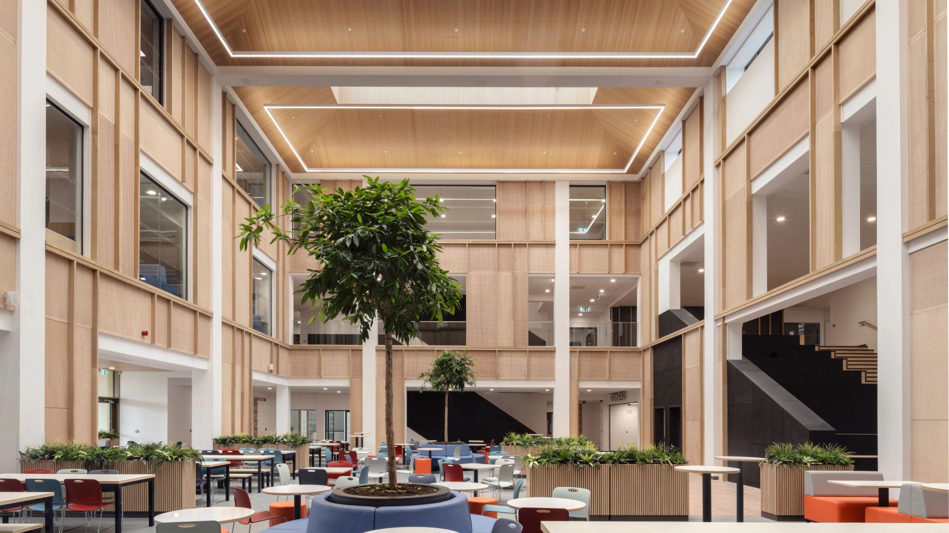 Triple height “heart” space, taking inspiration from the memorial hall in the former Paisley Grammar School.