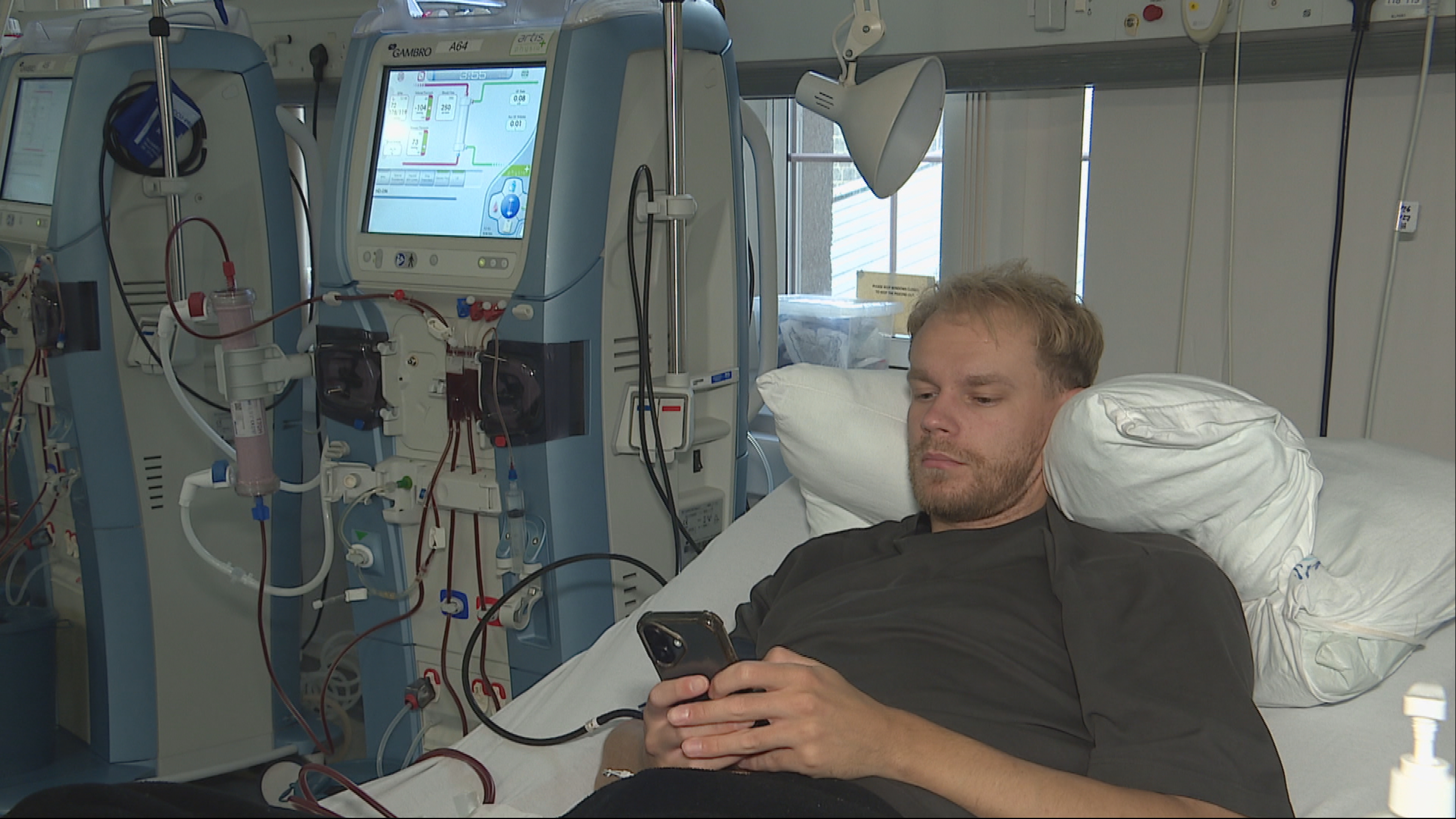 Liam undergoing dialysis