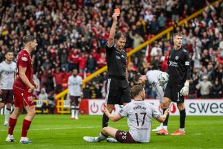 Hearts appeal Stuart Findlay red card with ‘identical incident’ claim in Motherwell match