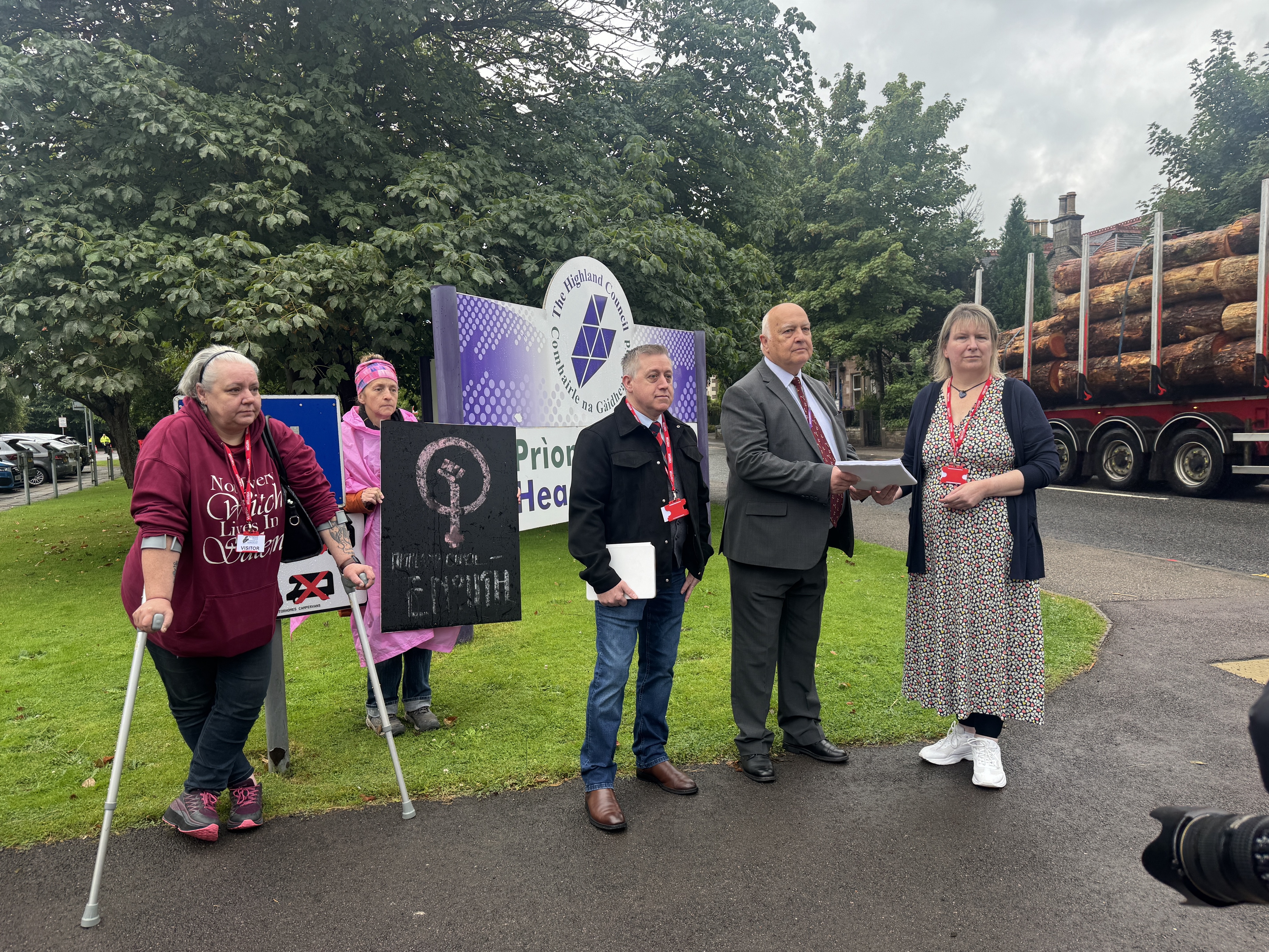 Protest outside Highland Council meeting