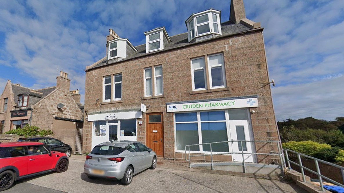 Person in hospital after car crashes through pharmacy window in Cruden Bay, Aberdeenshire
