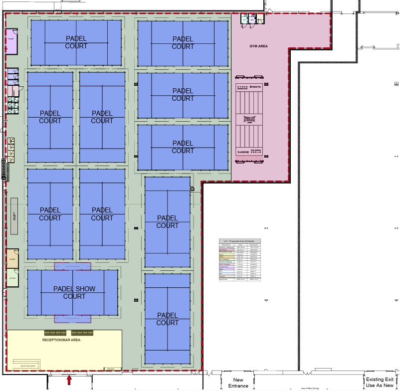 The proposed plans for the new padel centre in the former IKEA unit.