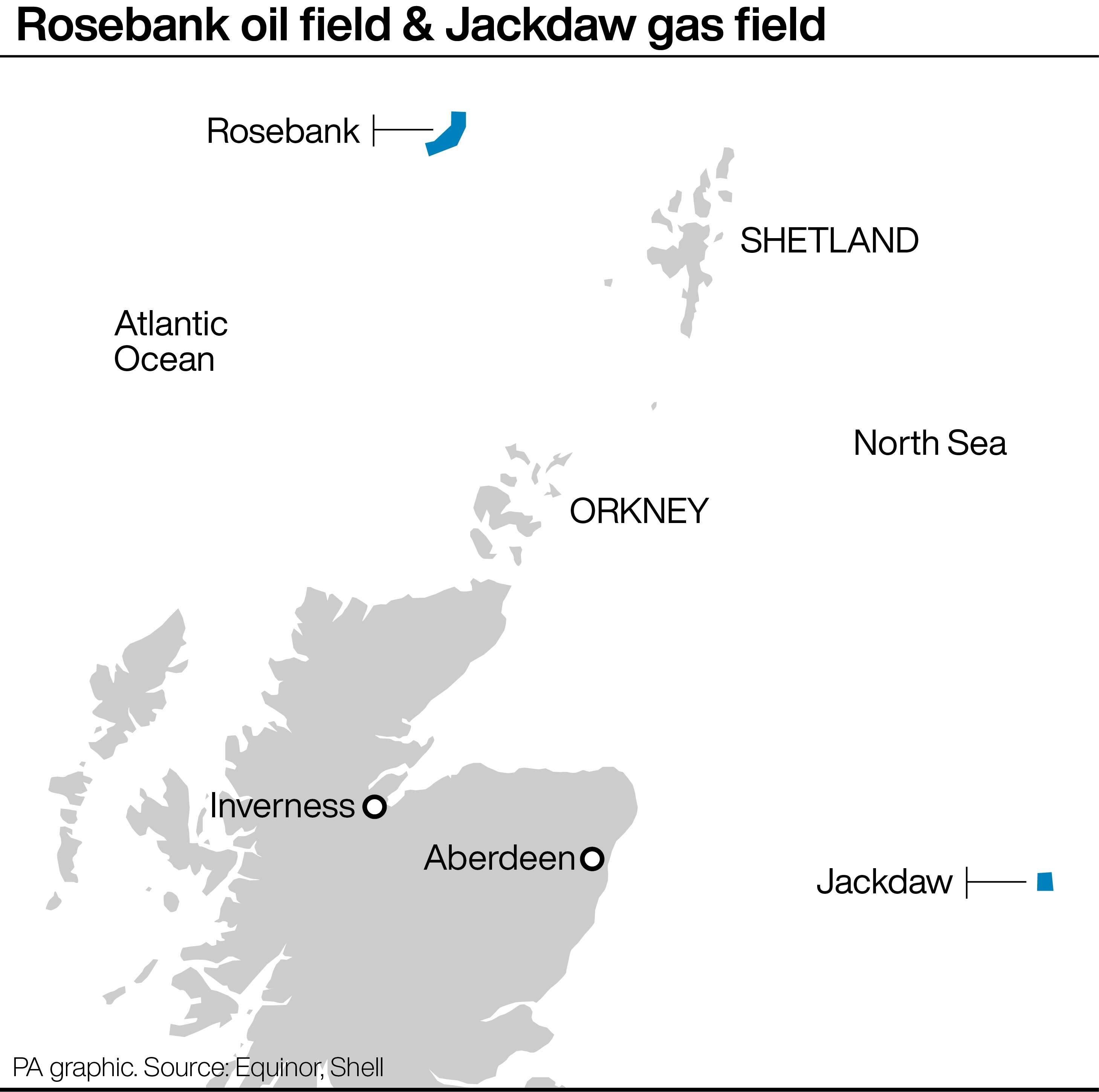 Rosebank oil field & Jackdaw gas field. See story COURTS Rosebank.