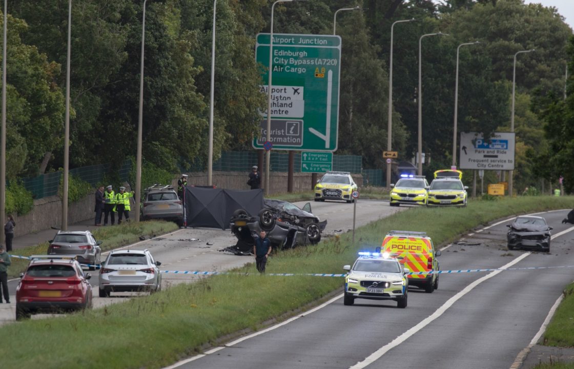 Three arrested after four-vehicle crash near Edinburgh Airport leaves woman dead