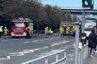 Supporters’ bus with passengers on board catches fire near Celtic Park 