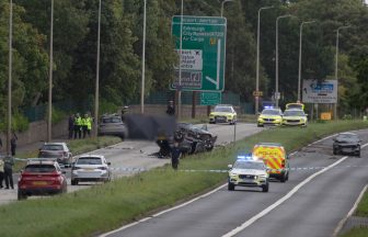Three taken to hospital after four-vehicle crash near Edinburgh Airport